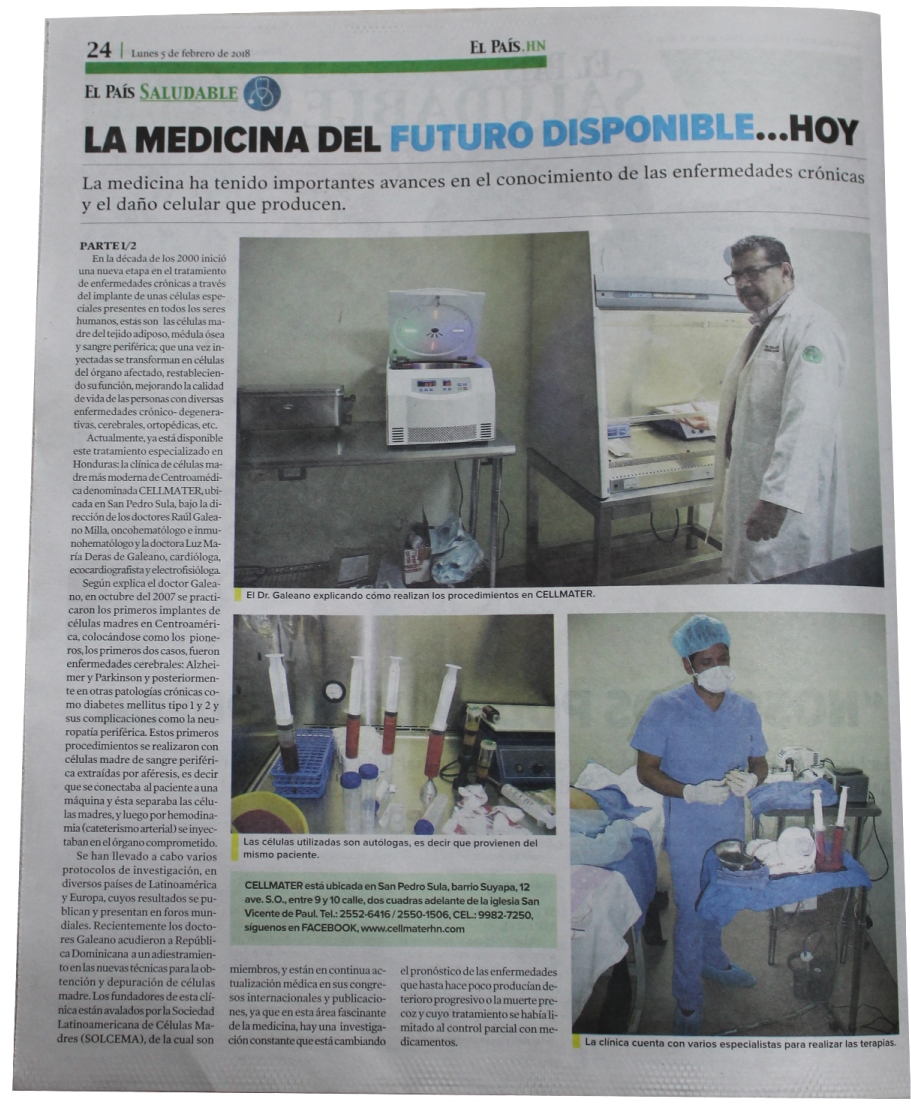 Anuncio Periodico 5 Febrero 2018 el Pais Clinica celulas madre